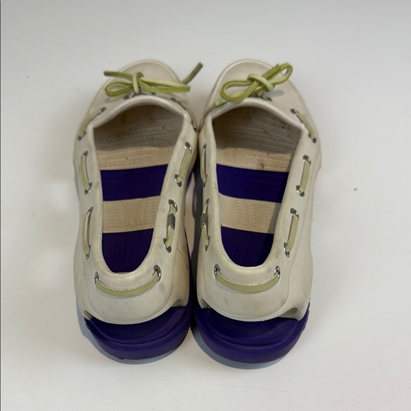 CROCS Cream and Purple Flats with Bow Accent - Picture 2 of 7